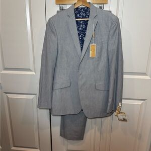 Blue and white striped Michael Kors suit
